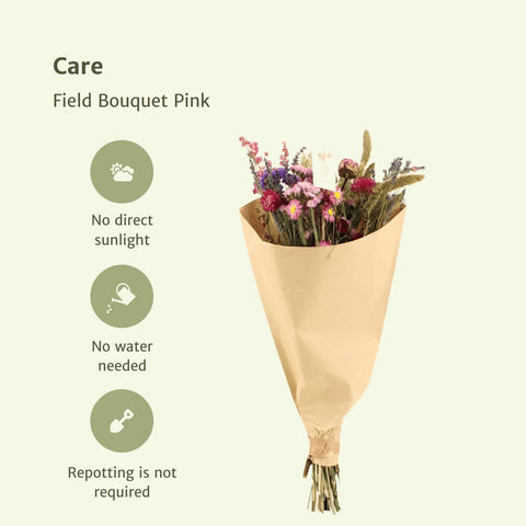 Meergroothandel 10Xfield Bouquet Pink - Droogboeket - 50Cm - Ø20